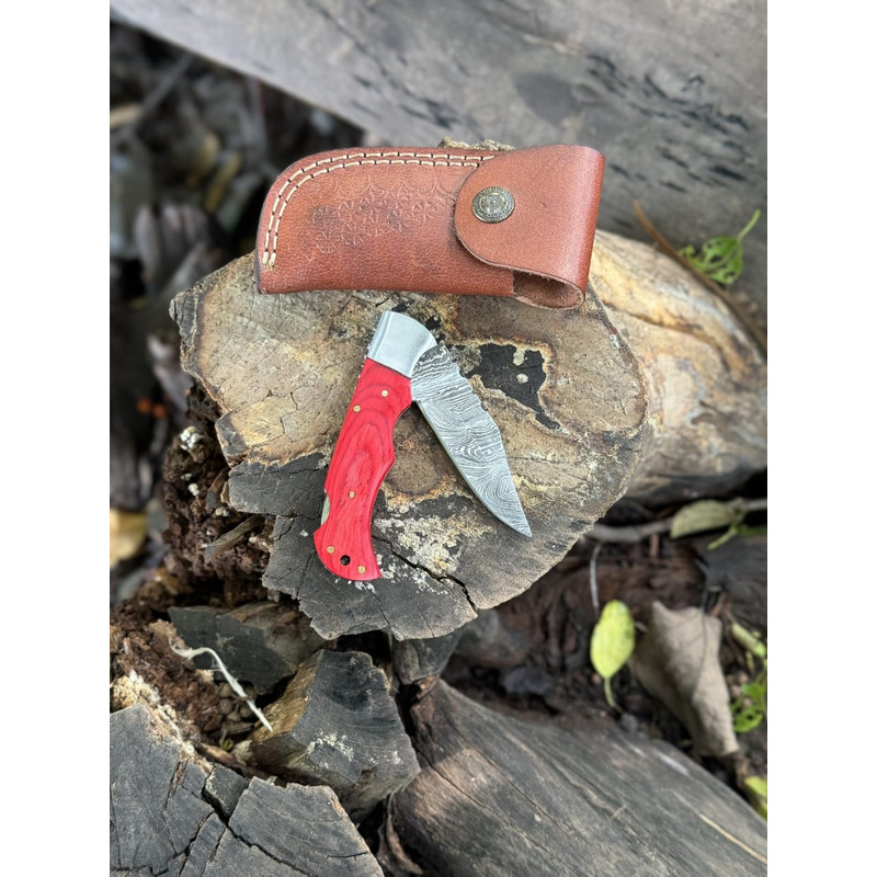 9 CUSTOM HAND MADE DAMASCUS STEEL SKINNER KNIFE ROSEWOOD HANDLE WSHEATH 2