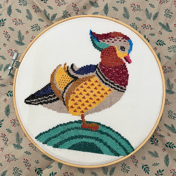 duck cross stitch finish