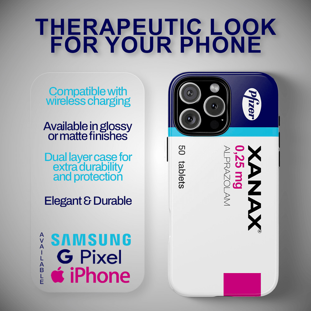 Tough Cases  Funny Medicine Box Anxiety Xanax Alprazolam Phone Case Gag Gift Novelty Item Unique De 1