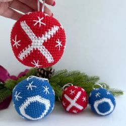 crochet pattern christmas ball ornament crochet red x and blue o inspired squid game