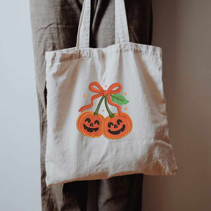 Pumpkin Cherry Coquette Embroidery Design Autumn Girly Machine Embroidery Halloween Fall Embroidery 2