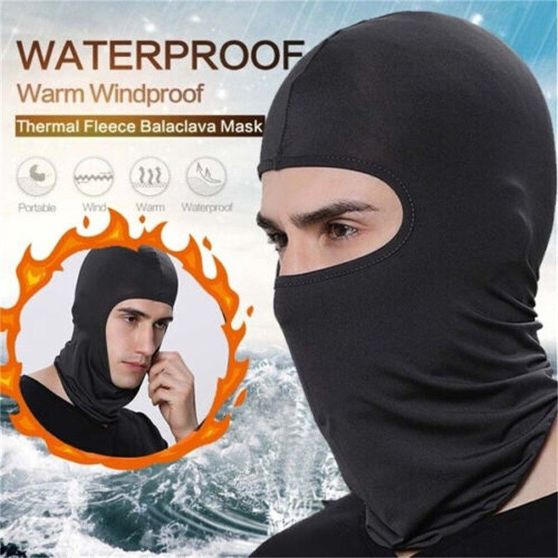 2PCS Men Balaclava Black Full Face Mask Winter Motorcycle Ski Neck Warmer Gaiter 3