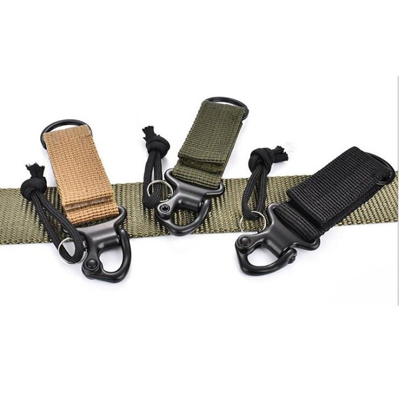 3Pcs Tactical Hanging Belt Carabiner KeyHook Webbing Buckle Strap Clip Green 3