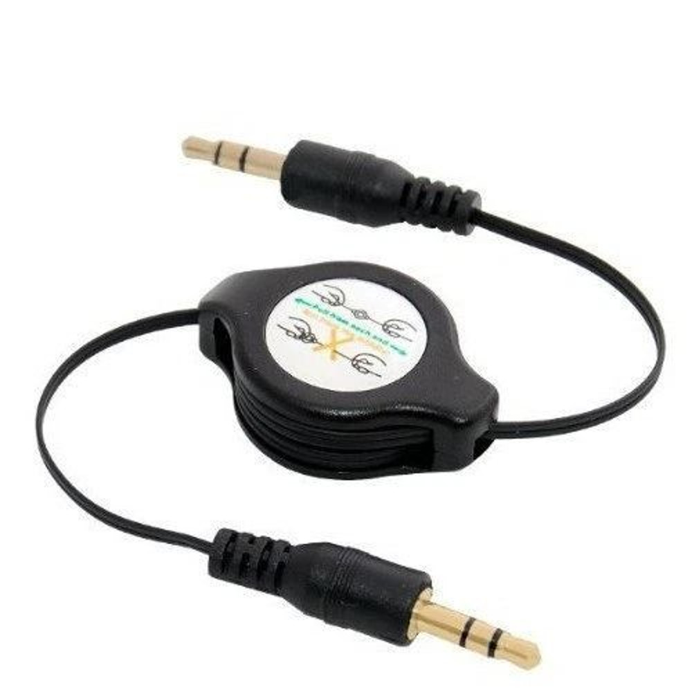Black Retractable 35mm AUX Auxiliary Cable Cord For Tablet Phone MP3 MP4 MP5 0