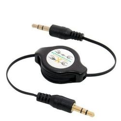 black retractable 3.5mm aux auxiliary cable cord for tablet phone mp3 mp4 mp5