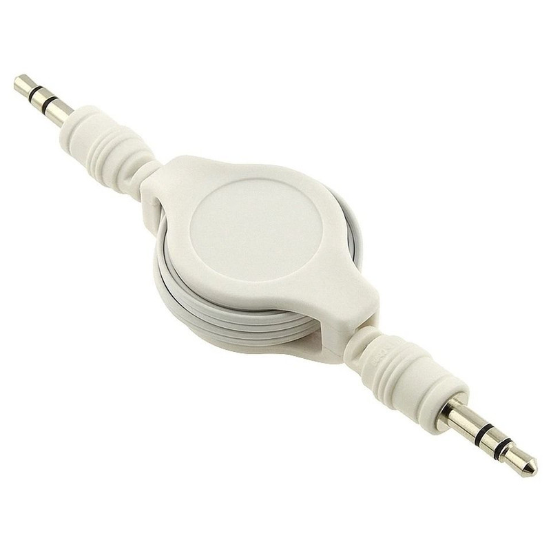 5 White Retractable 35mm AUX Auxiliary Cable Cord For Tablet Phone MP3 MP4 MP5 2