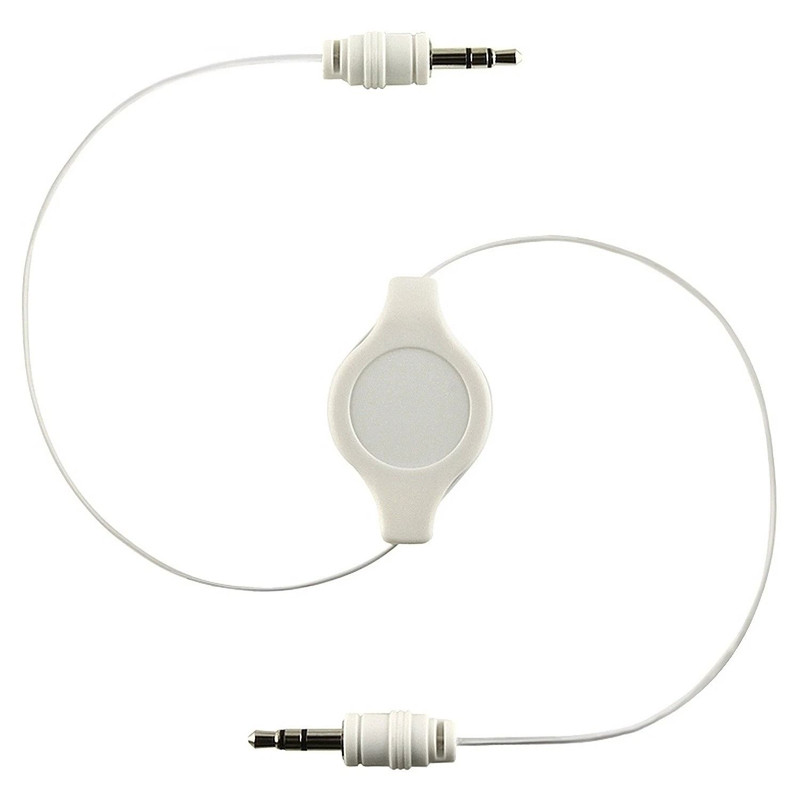 5 White Retractable 35mm AUX Auxiliary Cable Cord For Tablet Phone MP3 MP4 MP5 0