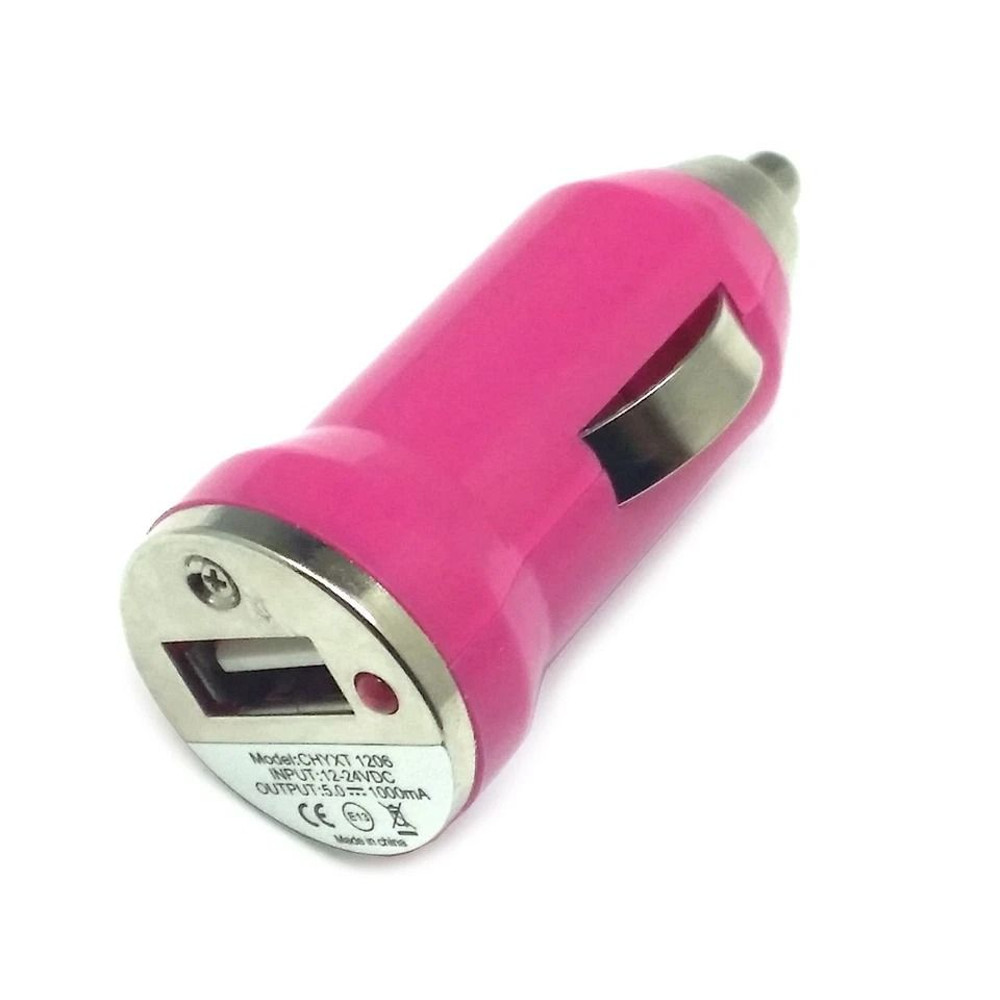 2 Pack Mini Universal USB DC Car Charger Adapter Bullet 5V 1A Hot Pink 0