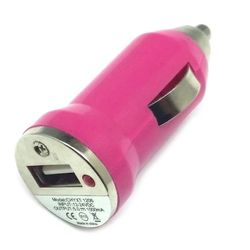 2 pack mini universal usb dc car charger adapter bullet, 5v 1a, hot pink