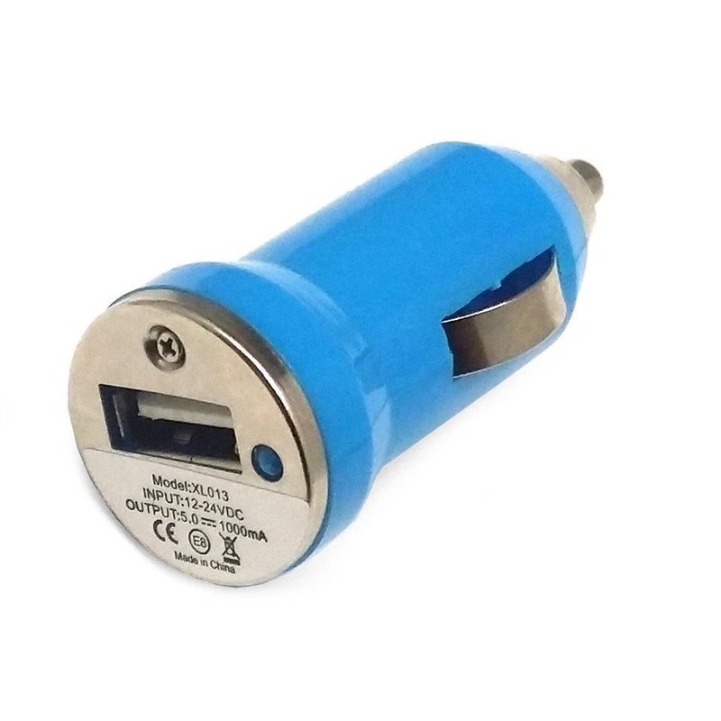 2 Pack Mini Universal USB DC Car Charger Adapter Bullet 5V 1A Blue 0