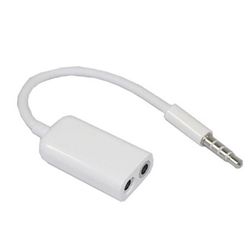 2 pack 3.5mm earphone headphone dual jack splitter audio cable cord lead white