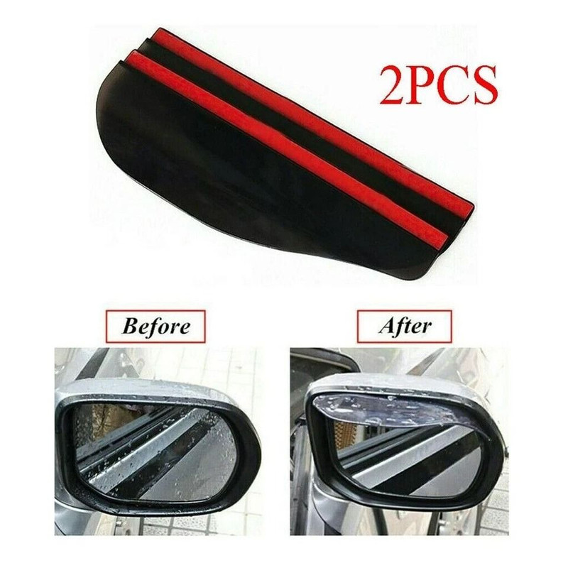 2PCS Car Black Rear View Side Mirror Rain Board Eyebrow Guard Sun Visor 1