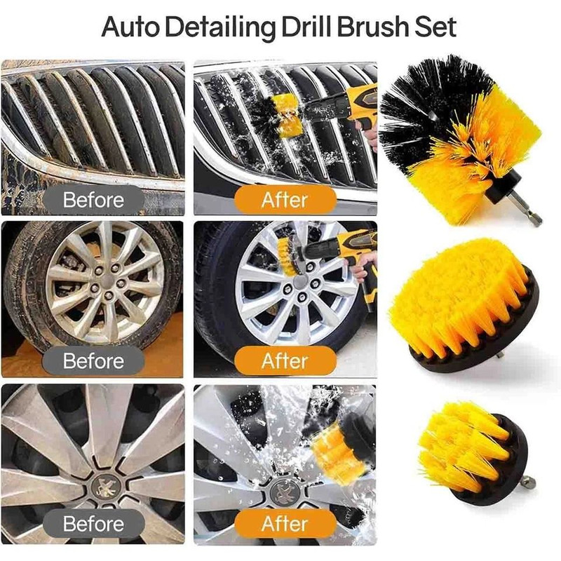 Drill Brush Set Power Scrubber Brushes Cleaner For Car Carpet Wall Tile Cleaning 1