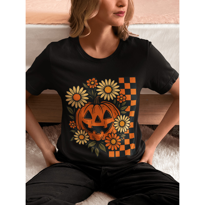 Retro Floral Pumpkin Png Funny Pumpkin Halloween Png Preppy Halloween Png Halloween Pumpkin Design 0