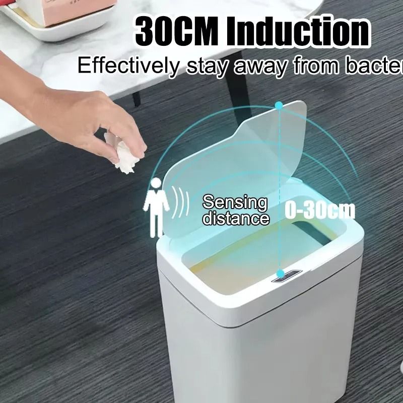 15L Motion Sensor Trash Can With Automatic Lid And Waterproof Design For Kitchen Or Bathroom 2