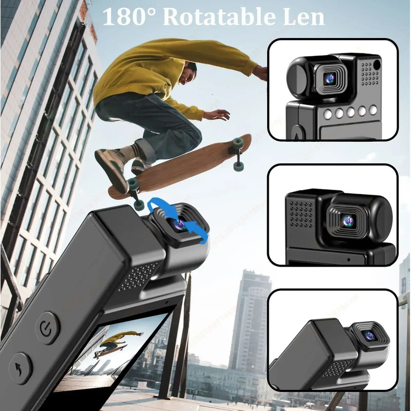 Mini 8K HD Clip On Action Camera With Night Vision And 180 Degree Rotatable Lens 5