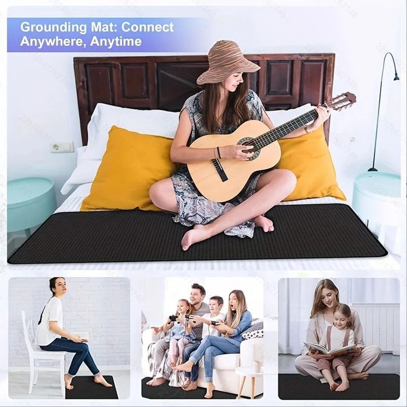 Grounding Sleep Pad For Mattress Indoor Use With Conductive Material And Grounding Cord 5