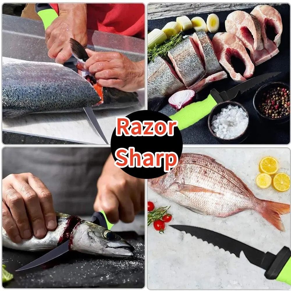Stainless Steel Fishing Fillet Knife With Sheath For Boning Slicing And Sashimi 3