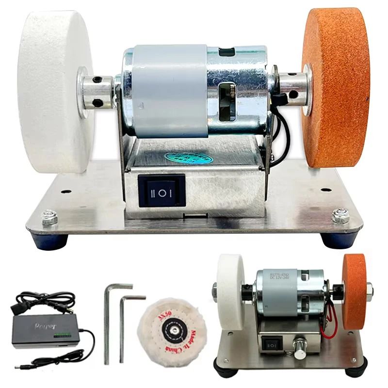 Electric Dual Head Grinder 100W Table Polisher For Coarse And Fine Metal Grinding 0