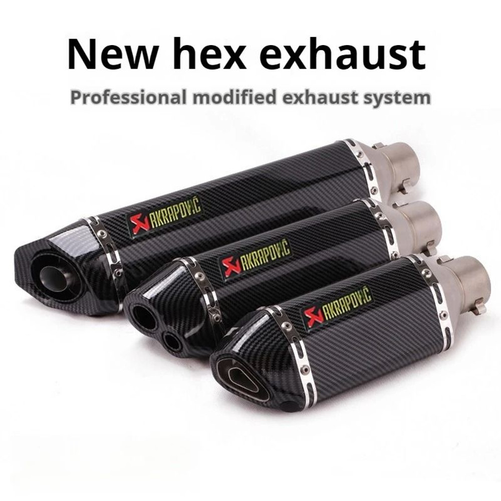 Universal Motorcycle Exhaust Pipe With Hexagonal Tip For Sport And Street Bike Modification 0
