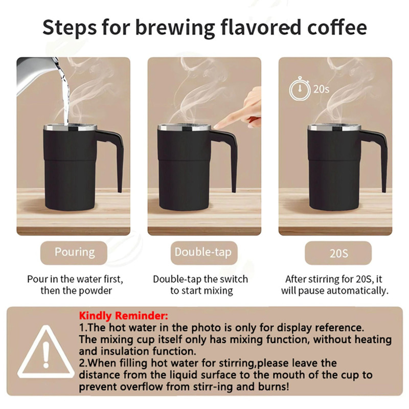 USB Rechargeable Self Mixing Coffee Mug With Magnetic Stirring And Spill Resistant Lid 5