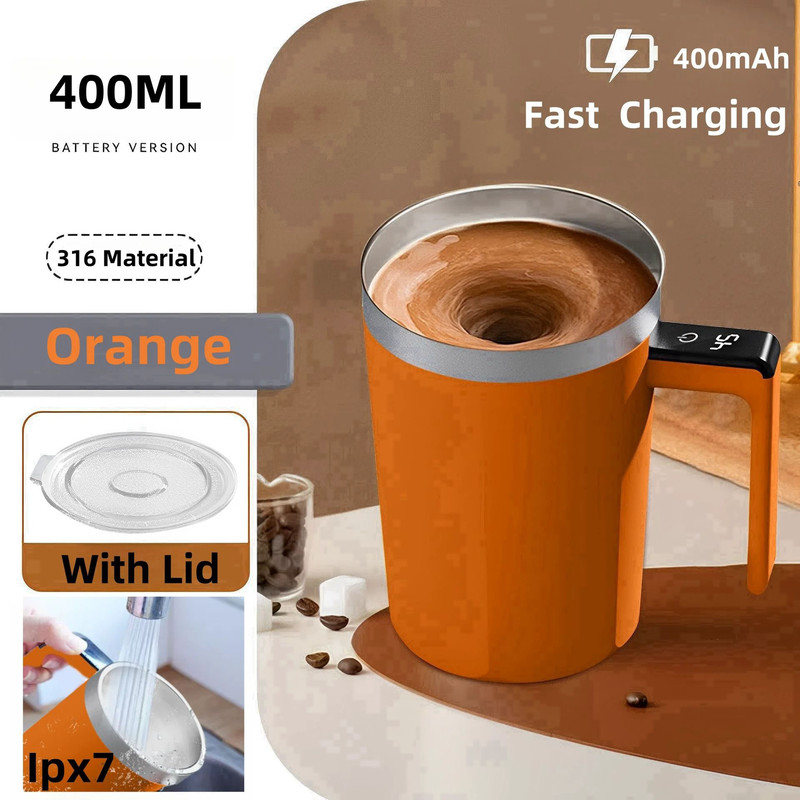 USB Rechargeable Self Mixing Coffee Mug With Magnetic Stirring And Spill Resistant Lid 9