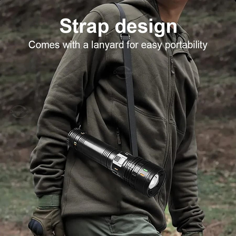 High Power Rechargeable LED Flashlight With Built In Battery And Type C Charging 2