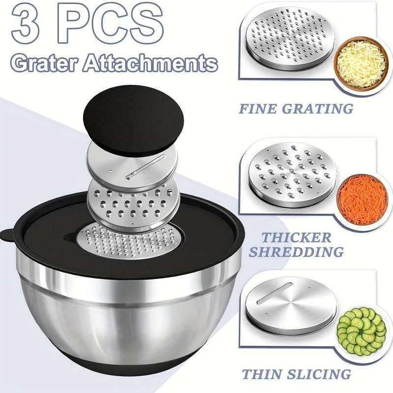 8 Piece Stainless Steel Mixing Bowls With Airtight Lids Non Slip Base Stackable Nesting Design Dis 4