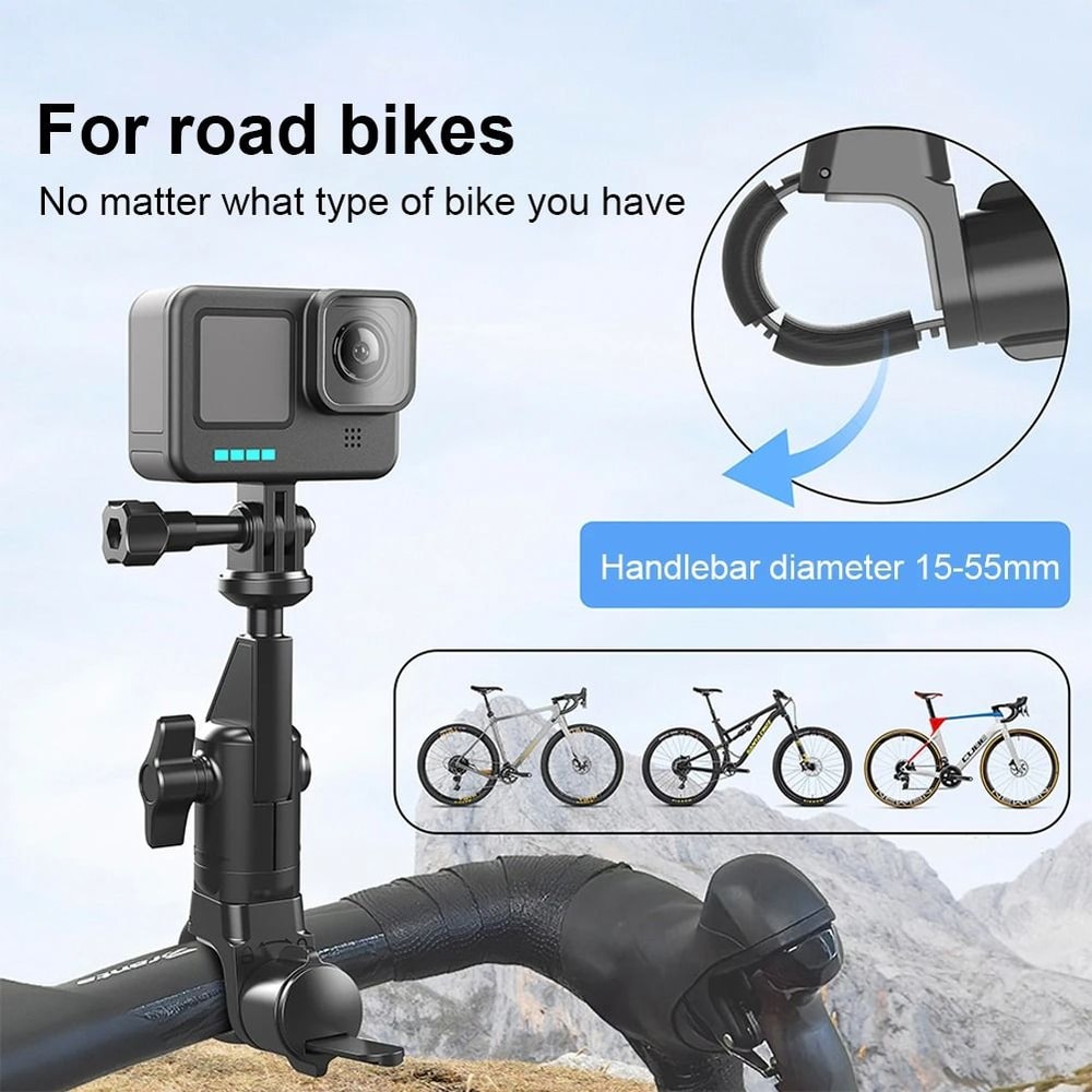 360 Degree Handlebar Camera Mount For GoPro Insta360 And DJI Universal Rotating Bike Motorcycle Bra 1