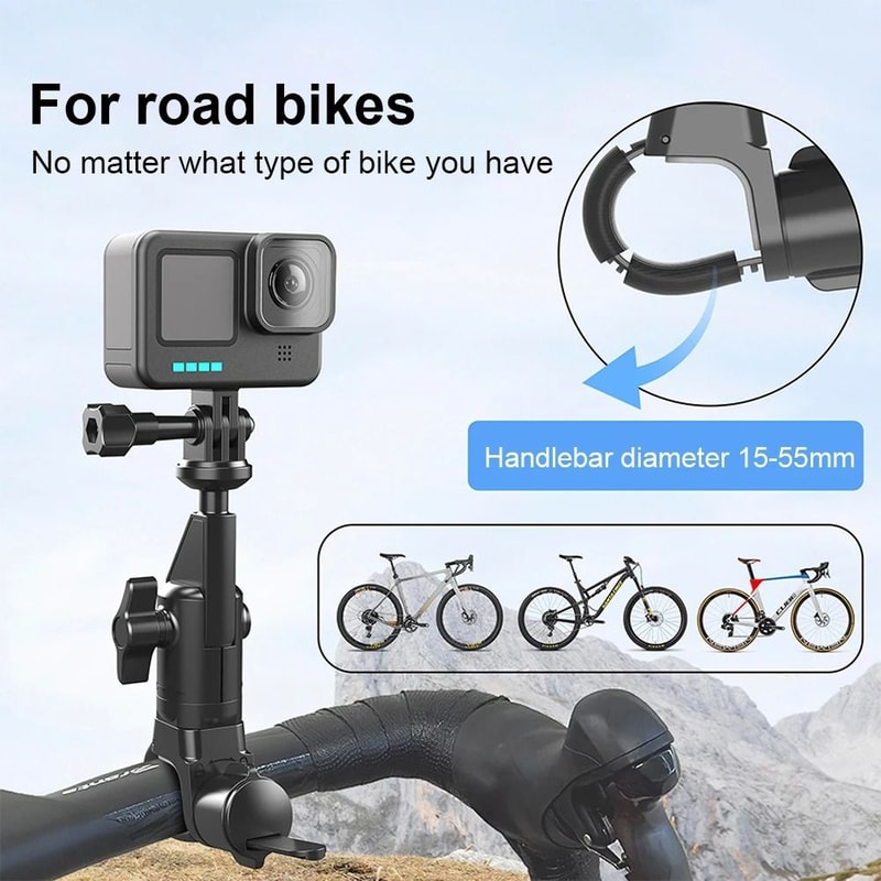 360 Degree Handlebar Camera Mount For GoPro Insta360 And DJI Universal Rotating Bike Motorcycle Bra 1