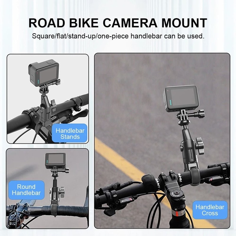 360 Degree Handlebar Camera Mount For GoPro Insta360 And DJI Universal Rotating Bike Motorcycle Bra 2