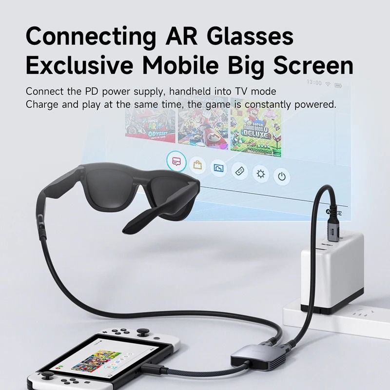 Smart Glasses USB C Hub Adapter With Charging Support For AR Devices 2