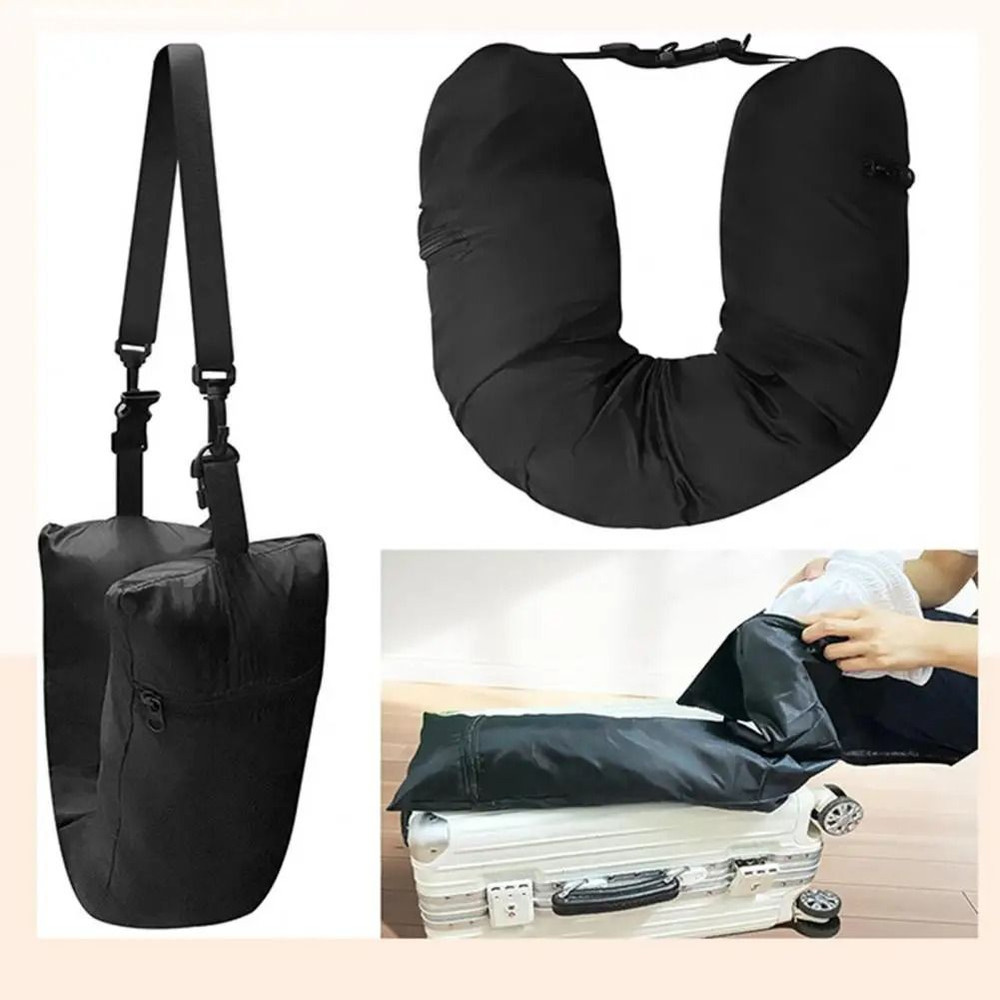 Portable Self Filling Travel Neck Pillow With Refillable Support Cushion 1