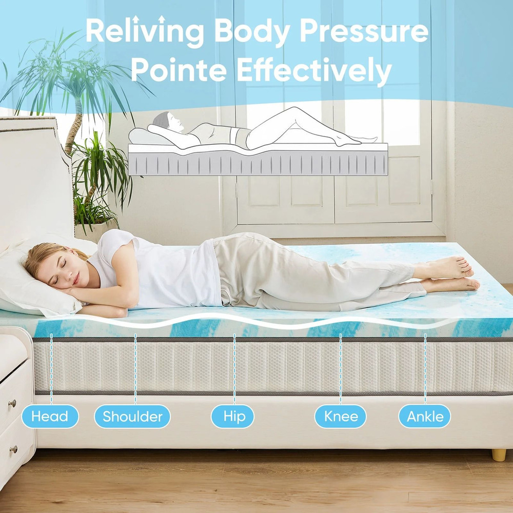 Cooling Gel Memory Foam Mattress Topper Full Size Soft And Breathable 2 To 3 Inch 2