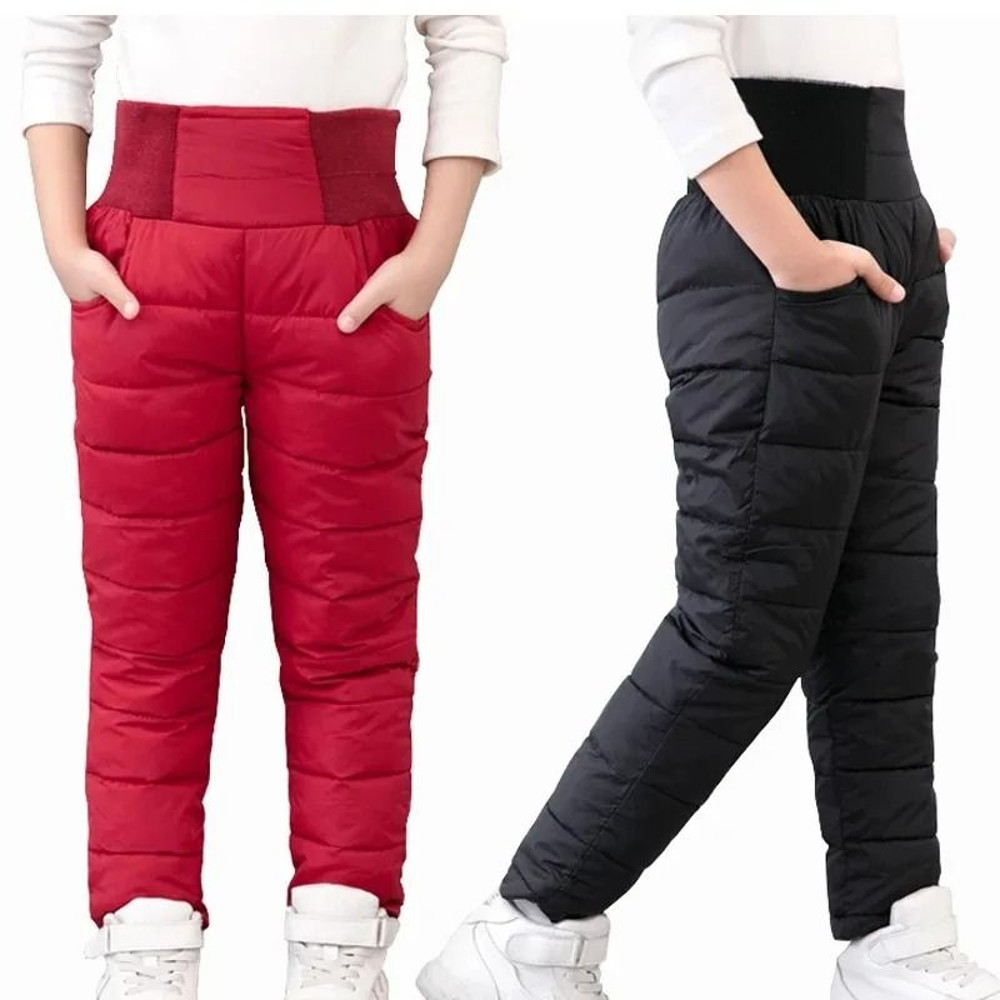 Kids Waterproof Winter Pants With Cotton Padding And High Waist Design 0