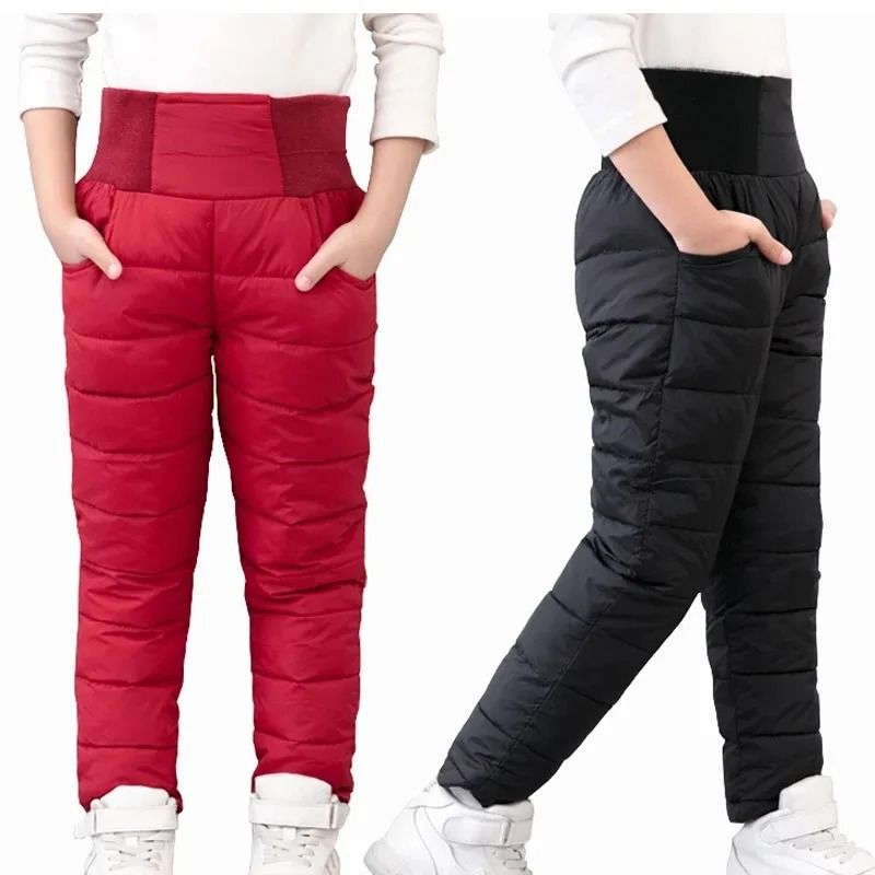 Kids Waterproof Winter Pants With Cotton Padding And High Waist Design 0