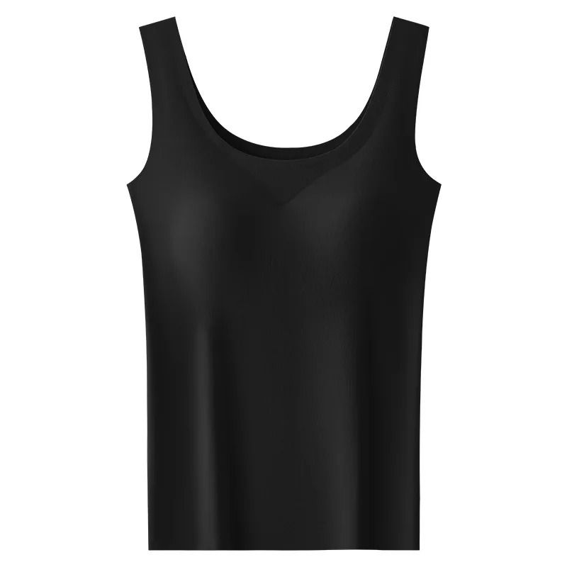 Ice Silk Seamless Camisole With Built In Chest Pads Wide Shoulder Sleeveless Tank Top For Women 6
