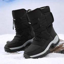 mens waterproof plush lined winter boots breathable non slip snow boots