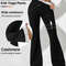 High Waist Plush Bell Bottom Warm Pants For Women Soft Thick Winter Trousers 1