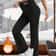 High Waist Plush Bell Bottom Warm Pants For Women Soft Thick Winter Trousers 2