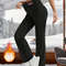 High Waist Plush Bell Bottom Warm Pants For Women Soft Thick Winter Trousers 2
