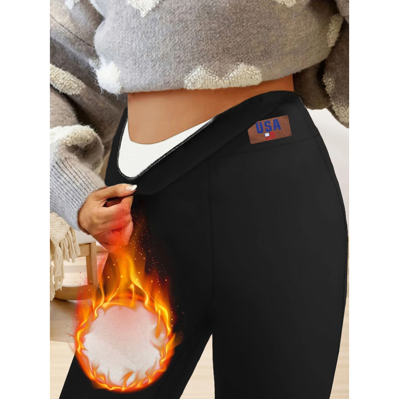 High Waist Plush Bell Bottom Warm Pants For Women Soft Thick Winter Trousers 4