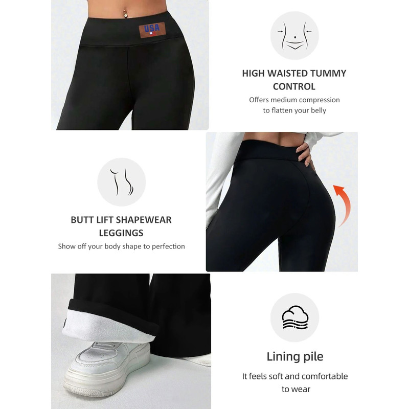 High Waist Plush Bell Bottom Warm Pants For Women Soft Thick Winter Trousers 5