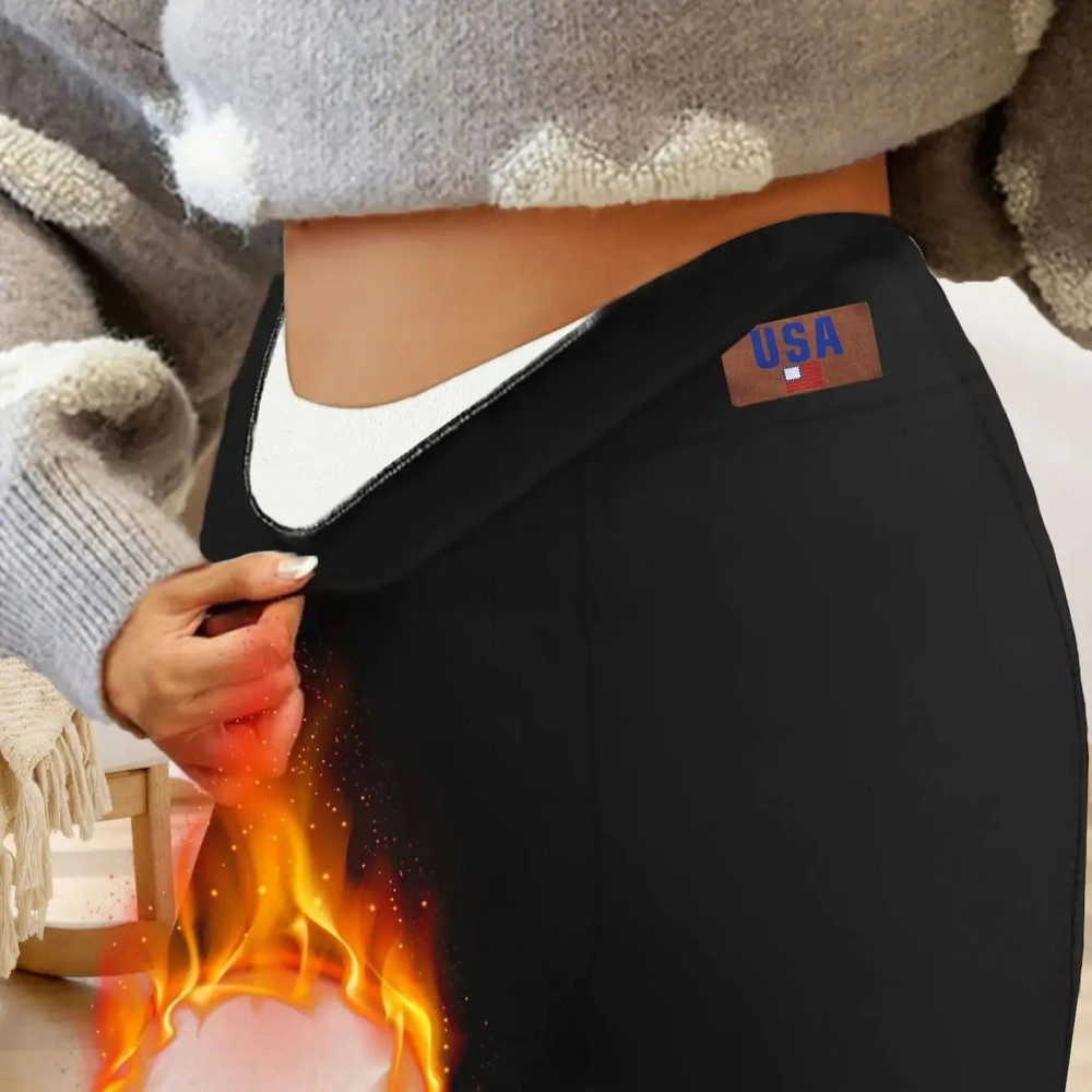 High Waist Plush Bell Bottom Warm Pants For Women Soft Thick Winter Trousers 6