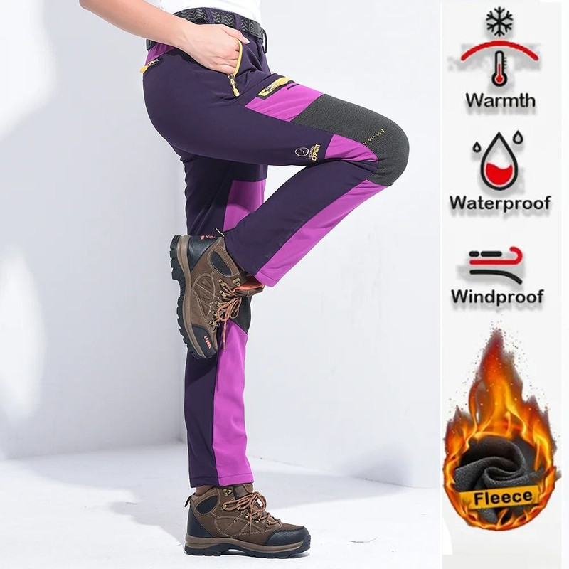 Waterproof Fleece Lined Soft Shell Pants For Women Winter Trekking Hiking Camping 0