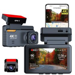 4k front and rear car camera with gps wifi and night vision dash cam recorder