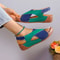 Women Contrast Color Peep Toe Platform Wedge Sandals Non Slip Summer Comfort Shoes 2