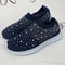 Women Breathable Mesh Crystal Flats Plus Size Soft Sole Sports Shoes 7