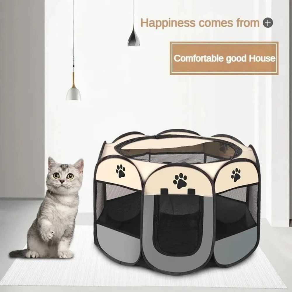 Foldable Pet Tent And Octagonal Enclosure For Cats And Small Dogs Portable Oxford Cloth Kennel 1
