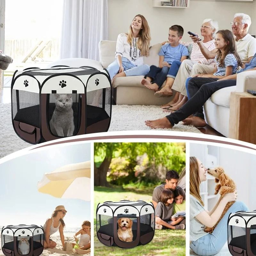Foldable Pet Tent And Octagonal Enclosure For Cats And Small Dogs Portable Oxford Cloth Kennel 2